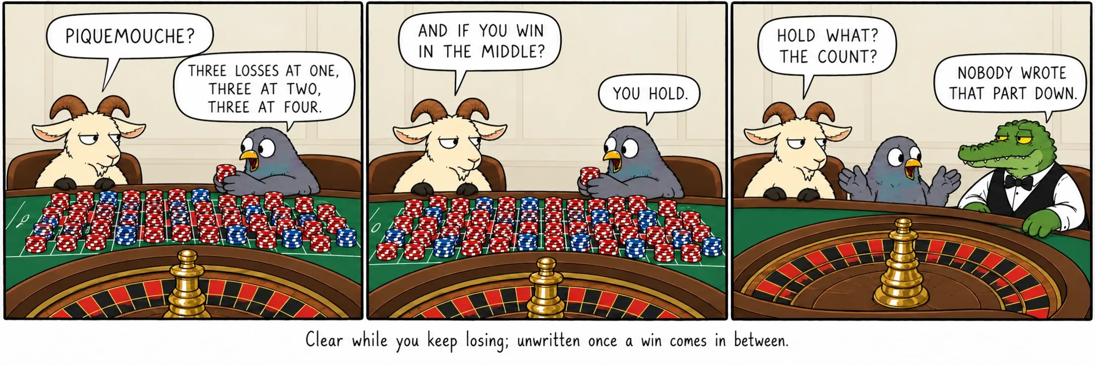 一直輸時規則清楚；中間一贏，就沒有寫明了。